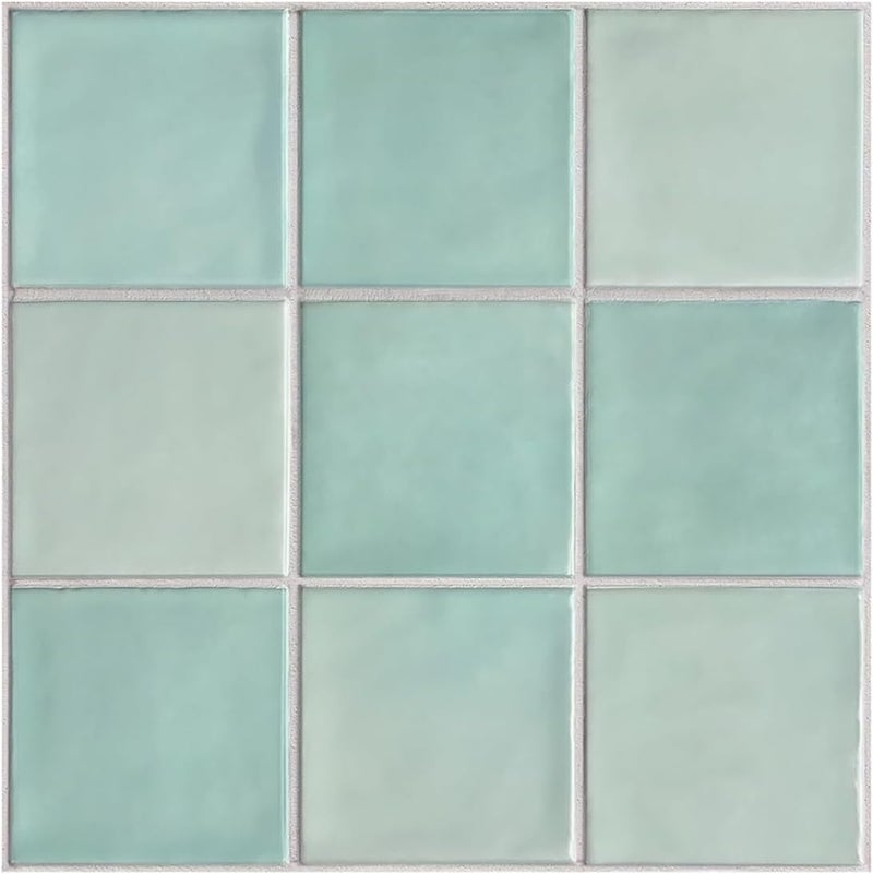 Commomy 10 Pcs Matte 3D Peel and Stick Tile 11.8"x11.8" Ultralight PVC Square Peel and Stick Backsplash for Kitchen Stick on Tiles for Bathroom,Living Room,Fireplace,Interior Wall Decor,Teal Green - Image 1